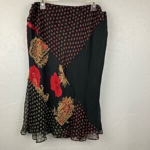 Y2K Jessi L Wimsy Goth Skirt Women's Large Black Silk Fairy Goth Dark Romantic